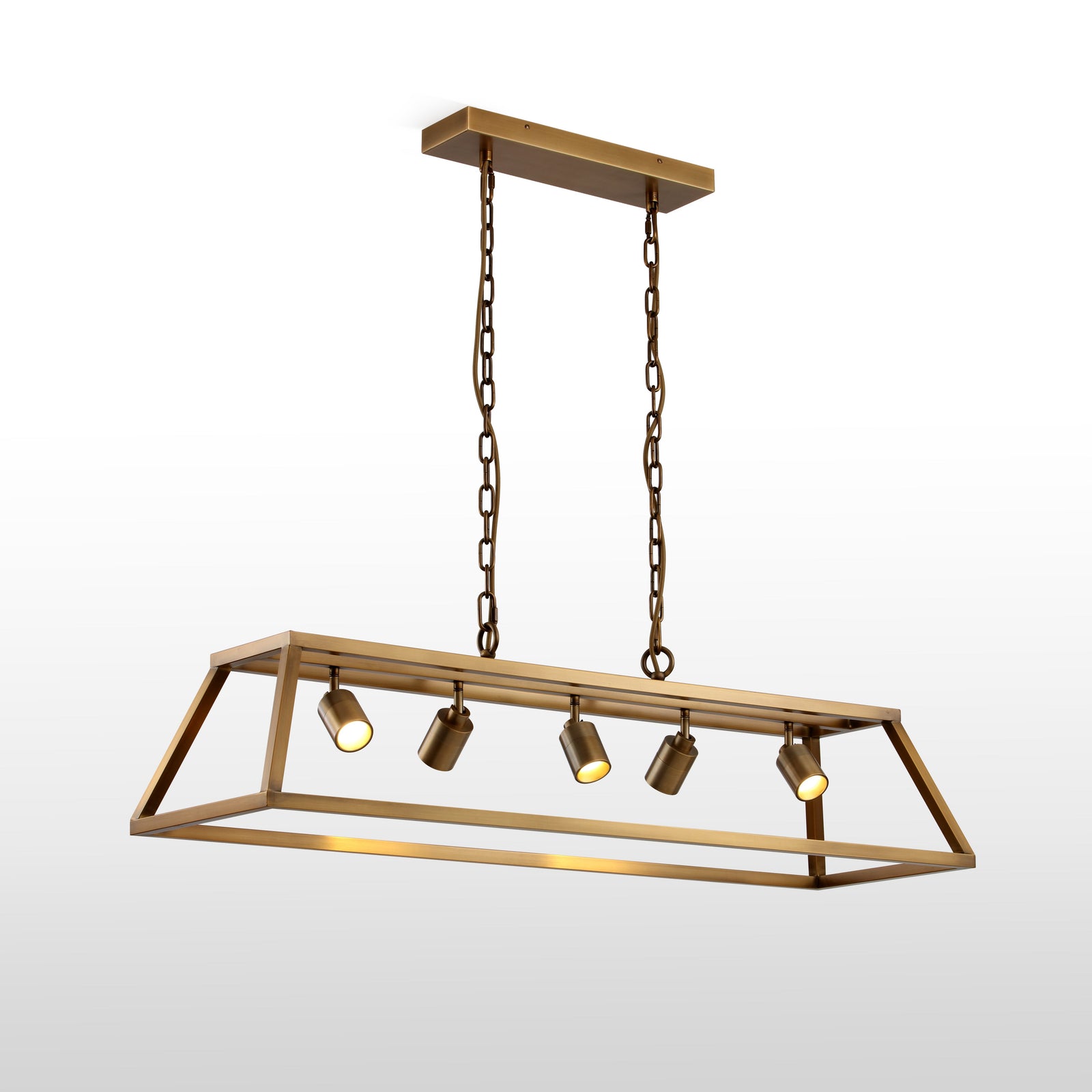 Shura Cage 5 Light Pendant — Brushed Brass