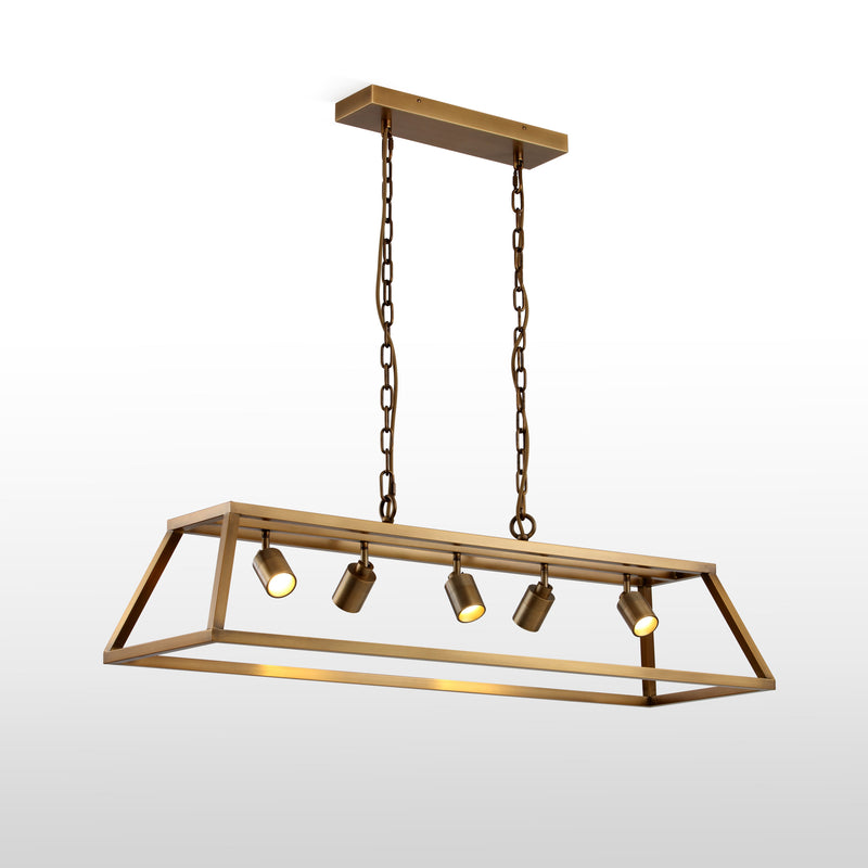 Shura Cage 5 Light Pendant — Brushed Brass