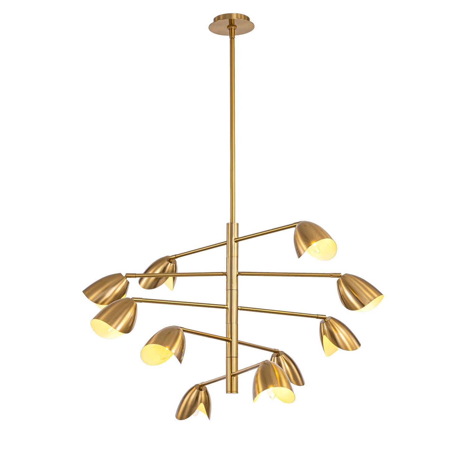 Splay 10 Light Chandelier — Brass