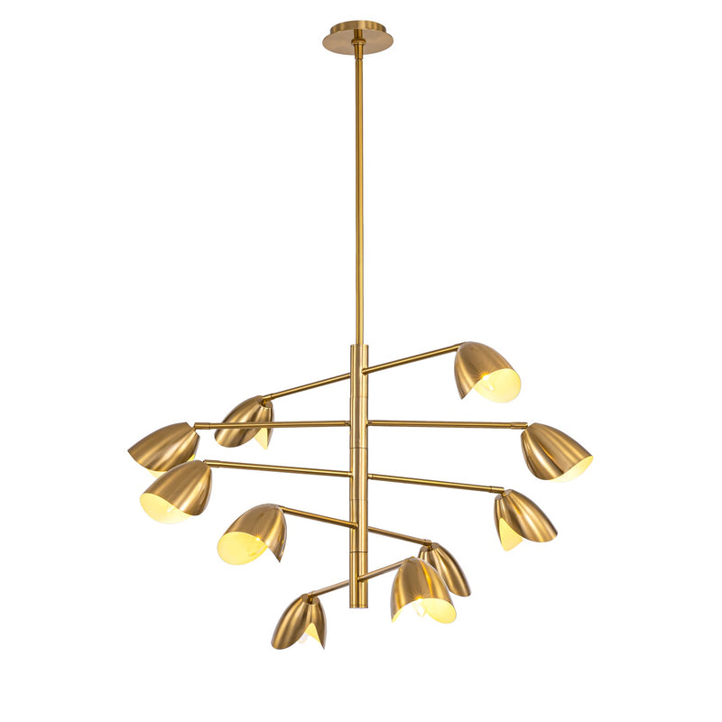 Splay 10 Light Chandelier — Brass