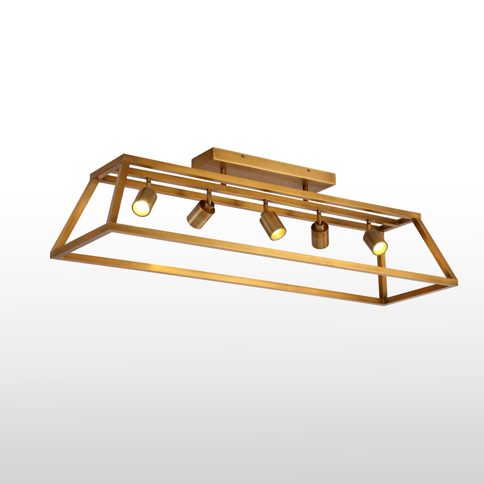 Shura 5 Light Cage Flush Mount — Brushed Brass