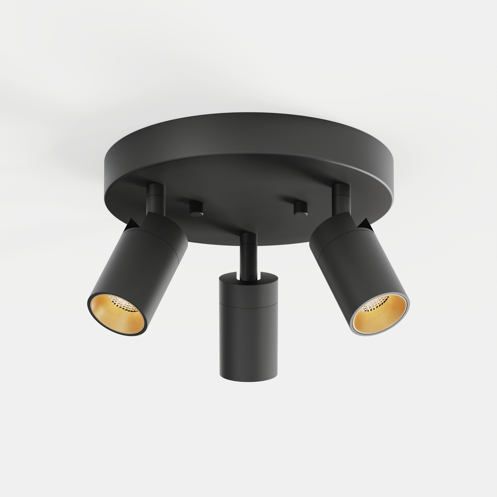 Shura 3 Head Round Flush Mount — Black