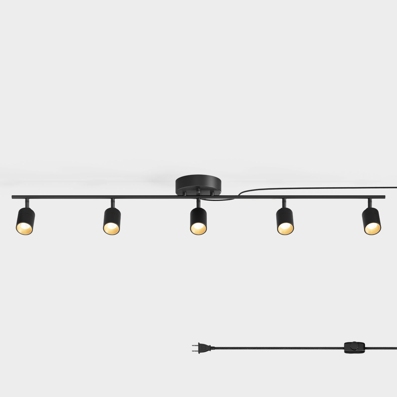 Shura 5 Head Plug-in Track Light — Black / Plug-in