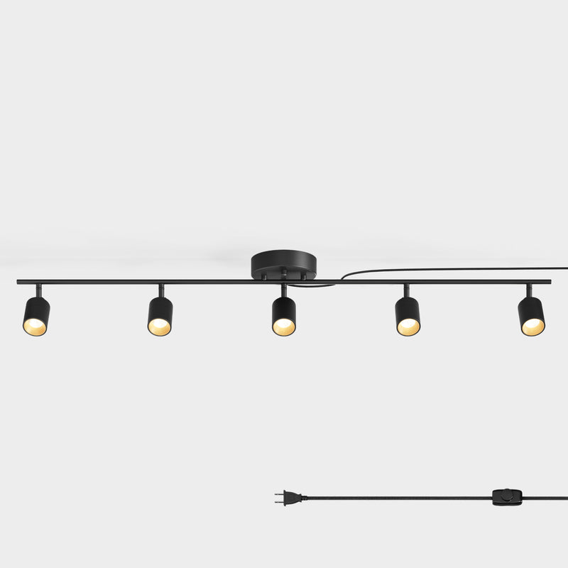 Shura 5 Head Plug-in Track Light — Black