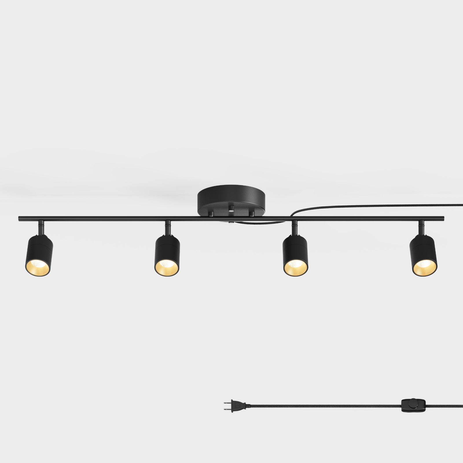 Shura 4 Head Plug-in Track Light — Black / Plug-in