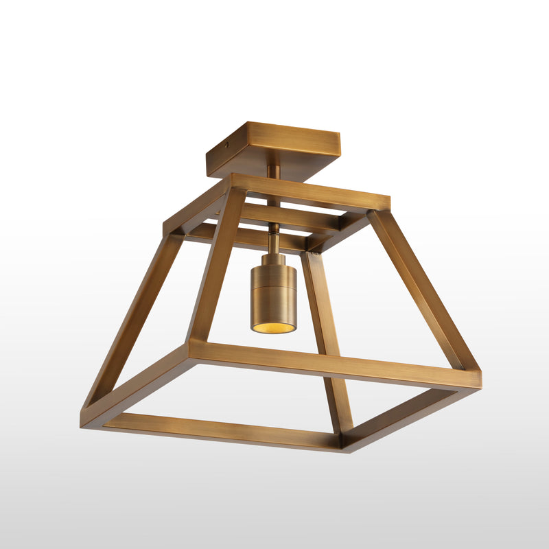 Shura 1 Light Cage Flush Mount — Brushed Brass