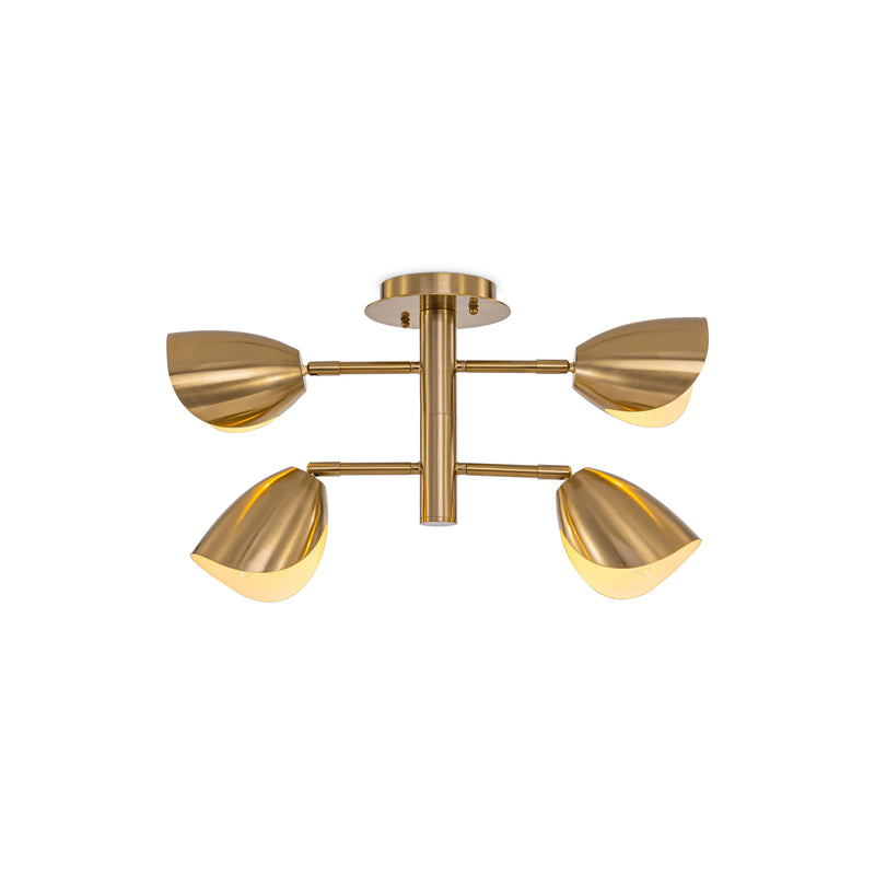 Splay 4 Light Flush Mount — Brass
