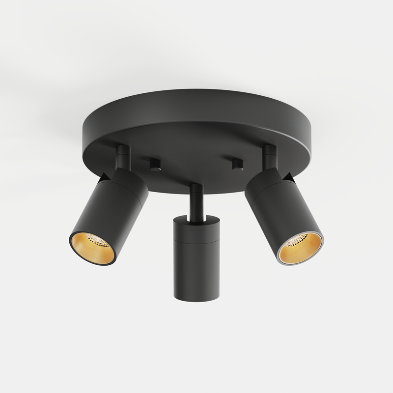 Shura 3 Head Round Flush Mount — Black