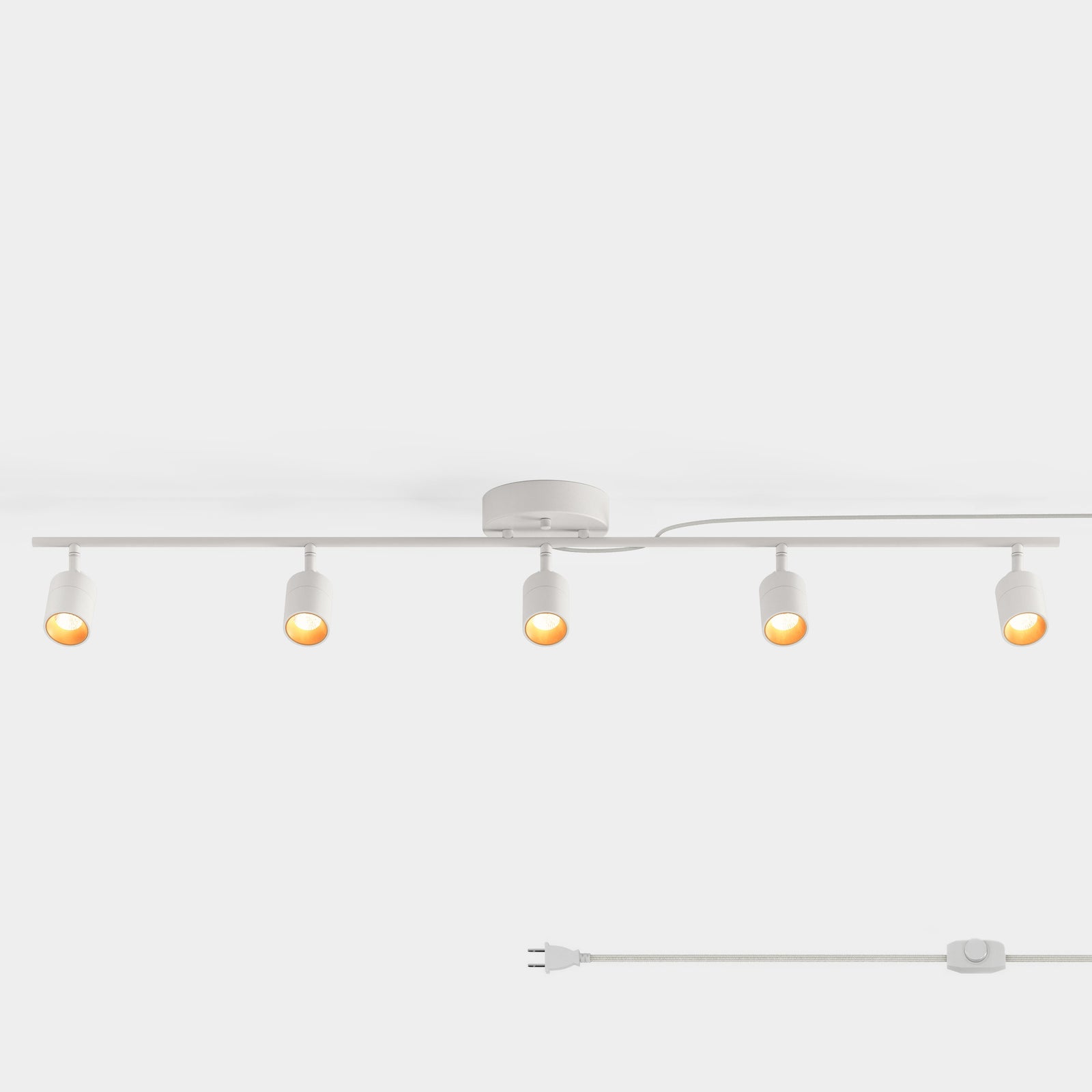 Shura 5 Head Plug-in Track Light — White / Plug-in