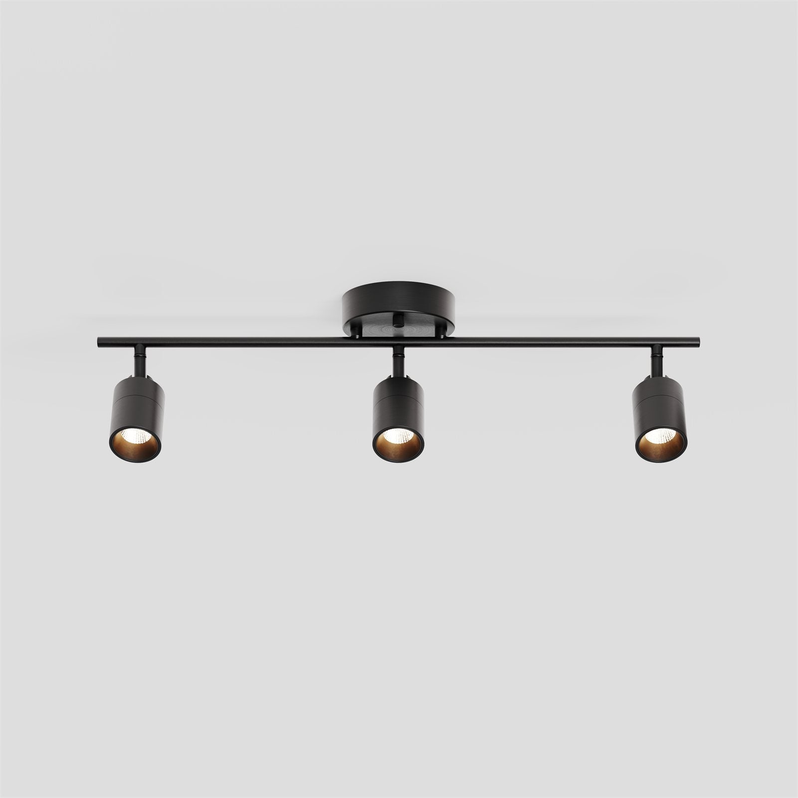 A Shura three-head track light shown on its own, the rotatable cylindrical heads each holding a built-in LED module